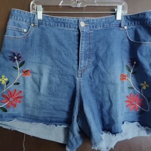 Embroidered Denim Women's Shorts